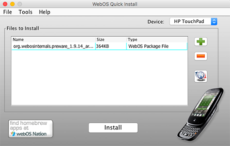 Install Preware from WebOS Quick Install